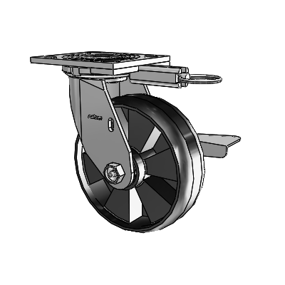 4 Series 2 Inch Wide Top Plate Swivel Caster Caster with 6 x 2 Maxim Wheel and Side Lock Brake