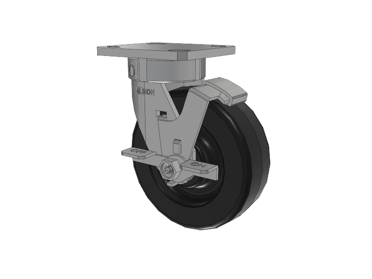 120 Series Top Plate Swivel Caster with 6 x 2 Black Phenolic Resin TM - Phenolic Wheel and Stainless Steel Face Brake