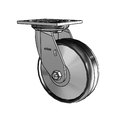 Roulette pivotante de la série 4, à plaque supérieure de 2 pouces de large, équipée d'une roue Maxim 6 x 2
