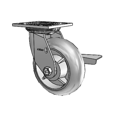 4 Series 2 Inch Wide Top Plate Swivel Caster Caster with 6 x 2 Performa Rubber (Round) Wheel and Side Lock Brake