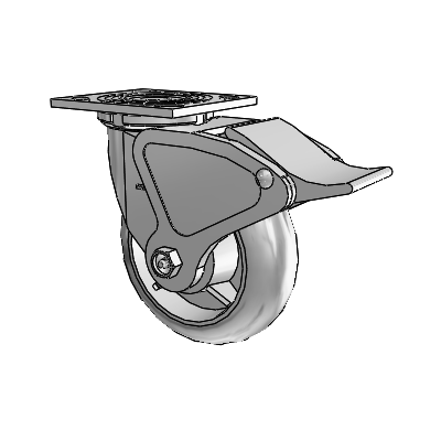 4 Series 2 Inch Wide Top Plate Swivel Caster Caster with 6 x 2 Performa Rubber (Round) Wheel and Total Lock Brake