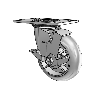 4 Series 2 Inch Wide Top Plate Swivel Caster Caster with 6 x 2 Performa Rubber (Round) Wheel and Top Lock Brake