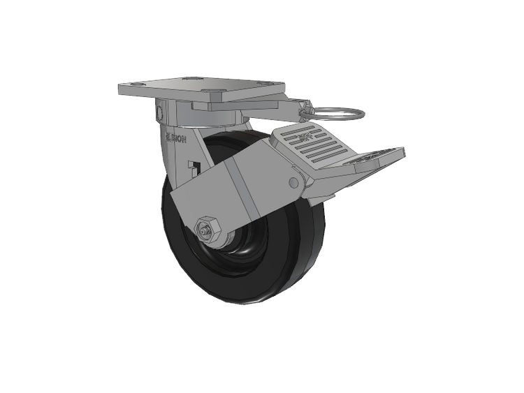 120 Series Top Plate Swivel Caster with 6 x 2 Black Phenolic Resin TM - Phenolic Wheel and Stainless Steel Face Brake