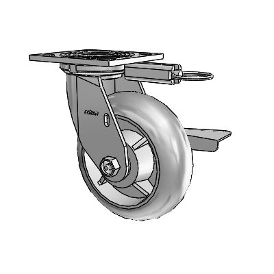 4 Series 2 Inch Wide Top Plate Swivel Caster Caster with 6 x 2 Performa Rubber (Round) Wheel and Side Lock Brake