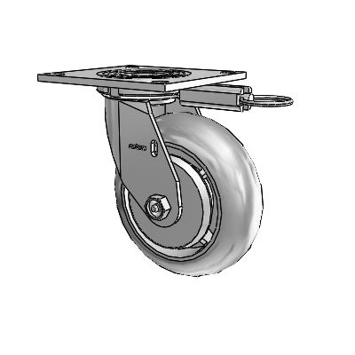 4 Series 2 Inch Wide Top Plate Swivel Caster Caster with 6 x 2 Performa Rubber (Round) Wheel