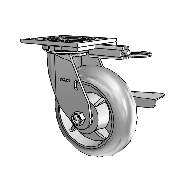 4 Series 2 Inch Wide Top Plate Swivel Caster Caster with 6 x 2 Performa Rubber (Round) Wheel and Side Lock Brake
