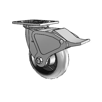 4 Series 2 Inch Wide Top Plate Swivel Caster Caster with 6 x 2 Performa Rubber (Round/Conductive) Wheel and Total Lock Brake