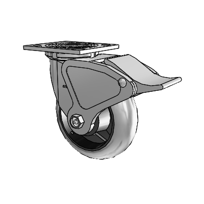 4 Series 2 Inch Wide Top Plate Swivel Caster Caster with 6 x 2 Performa Rubber (Round/Conductive) Wheel and Total Lock Brake