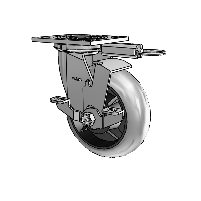 4 Series 2 Inch Wide Top Plate Swivel Caster Caster with 6 x 2 Performa Rubber (Round/Conductive) Wheel and Top Lock Brake