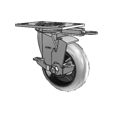 4 Series 2 Inch Wide Top Plate Swivel Caster Caster with 6 x 2 Performa Rubber (Round/Conductive) Wheel and Top Lock Brake