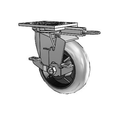 4 Series 2 Inch Wide Top Plate Swivel Caster Caster with 6 x 2 Performa Rubber (Round/Conductive) Wheel and Top Lock Brake