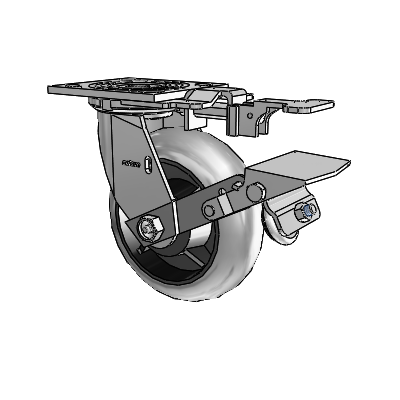 4 Series 2 Inch Wide Top Plate Swivel Caster Caster with 6 x 2 Performa Rubber (Round/Conductive) Wheel and Tread Lock Brake
