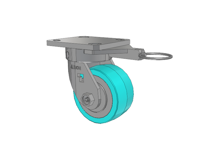120 Series Top Plate Swivel Caster with 4 x 2 Grey Tread on Grey Polypropylene Core XA - Polyurethane (Polypropylene Core) - Prevenz Antimicrobial Wheel
