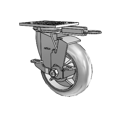 4 Series 2 Inch Wide Top Plate Swivel Caster Caster with 6 x 2 Performa Rubber (Round) Wheel and Top Lock Brake