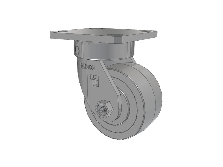 120 Series Top Plate Swivel Caster with 4 x 2 Grey Tread on Grey Polypropylene Core XA - Polyurethane (Polypropylene Core) Wheel