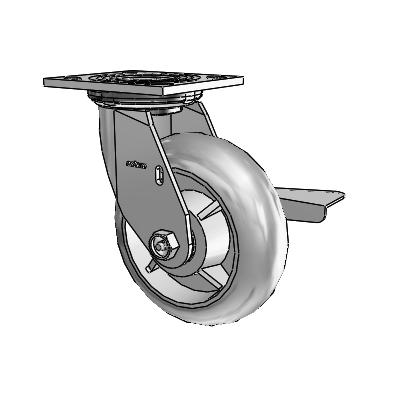 4 Series 2 Inch Wide Top Plate Swivel Caster Caster with 6 x 2 Performa Rubber (Round) Wheel and Side Lock Brake