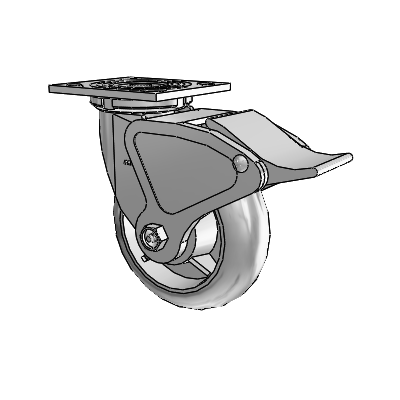 4 Series 2 Inch Wide Top Plate Swivel Caster Caster with 6 x 2 Performa Rubber (Round) Wheel and Total Lock Brake