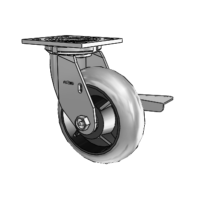 4 Series 2 Inch Wide Top Plate Swivel Caster Caster with 6 x 2 Performa Rubber (Round/Conductive) Wheel and Side Lock Brake