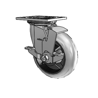 4 Series 2 Inch Wide Top Plate Swivel Caster Caster with 6 x 2 Performa Rubber (Round/Conductive) Wheel and Top Lock Brake