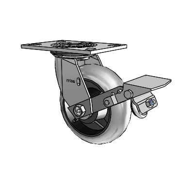 4 Series 2 Inch Wide Top Plate Swivel Caster Caster with 6 x 2 Performa Rubber (Round/Conductive) Wheel and Tread Lock Brake