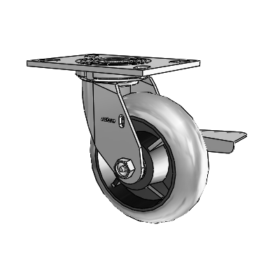 4 Series 2 Inch Wide Top Plate Swivel Caster Caster with 6 x 2 Performa Rubber (Round/Conductive) Wheel and Side Lock Brake