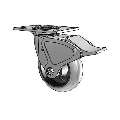 4 Series 2 Inch Wide Top Plate Swivel Caster Caster with 6 x 2 Performa Rubber (Round/Conductive) Wheel and Total Lock Brake