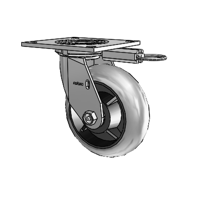 Roulette pivotante de la série 4, à plaque supérieure de 2 pouces de large, équipée d'une roue en caoutchouc Performa de 6 x 2 (ronde/conductrice)