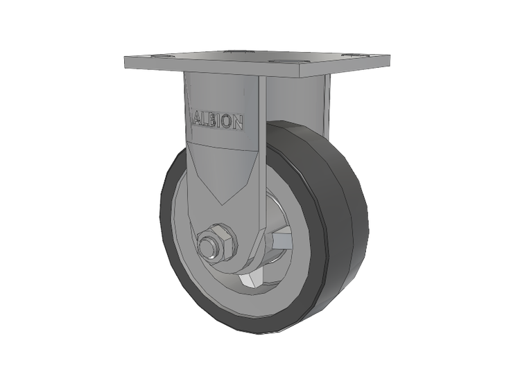 120 Series Top Plate Rigid Caster with 5 x 2 Grey Tread on Grey Polypropylene Core XA - Polyurethane (Polypropylene Core) Wheel