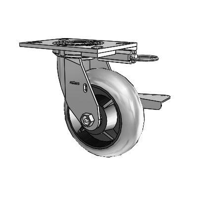 4 Series 2 Inch Wide Top Plate Swivel Caster Caster with 6 x 2 Performa Rubber (Round/Conductive) Wheel and Side Lock Brake