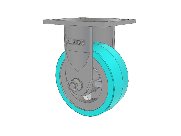 120 Series Top Plate Rigid Caster with 5 x 2 Grey Tread on Grey Polypropylene Core XA - Polyurethane (Polypropylene Core) - Prevenz Antimicrobial Wheel