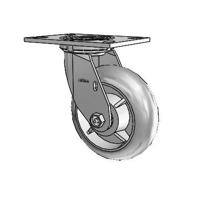 4 Series 2 Inch Wide Top Plate Swivel Caster Caster with 6 x 2 Performa Rubber (Round) Wheel