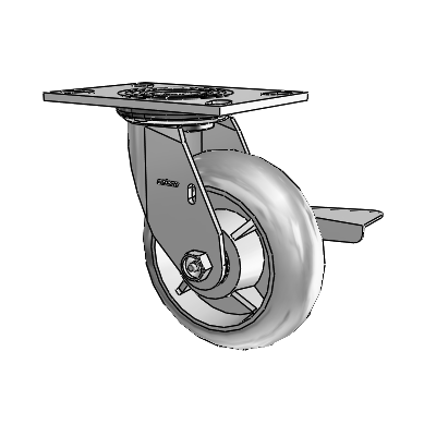 4 Series 2 Inch Wide Top Plate Swivel Caster Caster with 6 x 2 Performa Rubber (Round) Wheel and Side Lock Brake