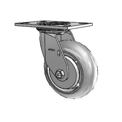 4 Series 2 Inch Wide Top Plate Swivel Caster Caster with 6 x 2 Performa Rubber (Round) Wheel