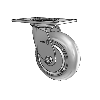 4 Series 2 Inch Wide Top Plate Swivel Caster Caster with 6 x 2 Performa Rubber (Round) Wheel