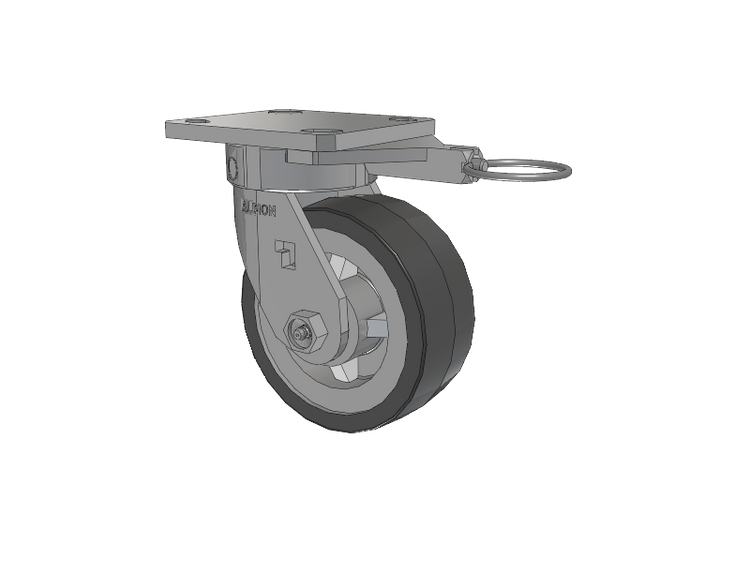 120 Series Top Plate Swivel Caster with 5 x 2 Grey Tread on Grey Polypropylene Core XA - Polyurethane (Polypropylene Core) Wheel