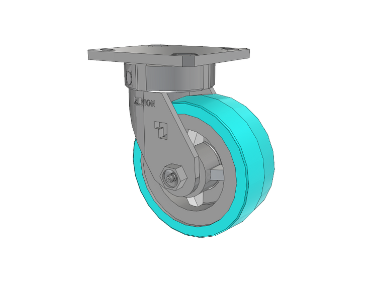 120 Series Top Plate Swivel Caster with 5 x 2 Grey Tread on Grey Polypropylene Core XA - Polyurethane (Polypropylene Core) - Prevenz Antimicrobial Wheel