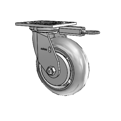 Roulette pivotante de la série 4, à plaque supérieure de 2 pouces de large, équipée d'une roue en caoutchouc Performa (ronde) de 6 x 2