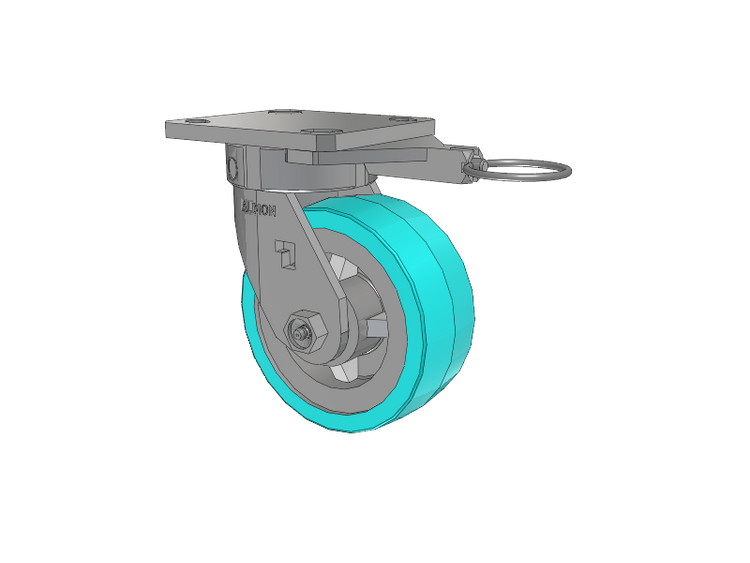 120 Series Top Plate Swivel Caster with 5 x 2 Grey Tread on Grey Polypropylene Core XA - Polyurethane (Polypropylene Core) - Prevenz Antimicrobial Wheel
