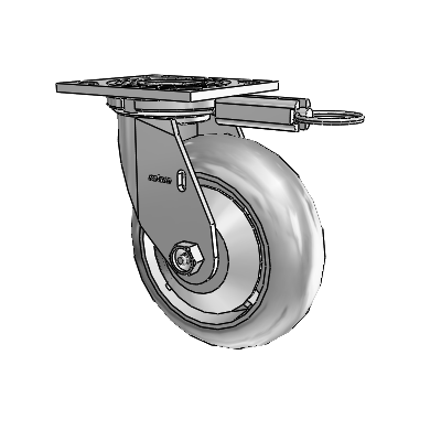 4 Series 2 Inch Wide Top Plate Swivel Caster Caster with 6 x 2 Performa Rubber (Round) Wheel