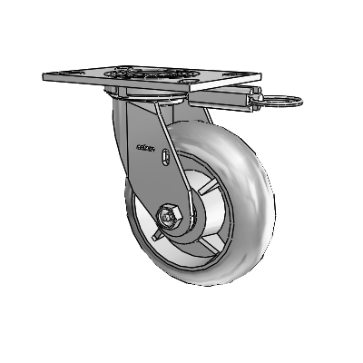 4 Series 2 Inch Wide Top Plate Swivel Caster Caster with 6 x 2 Performa Rubber (Round) Wheel