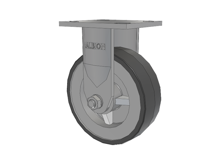 120 Series Top Plate Rigid Caster with 6 x 2 Grey Tread on Grey Polypropylene Core XA - Polyurethane (Polypropylene Core) Wheel
