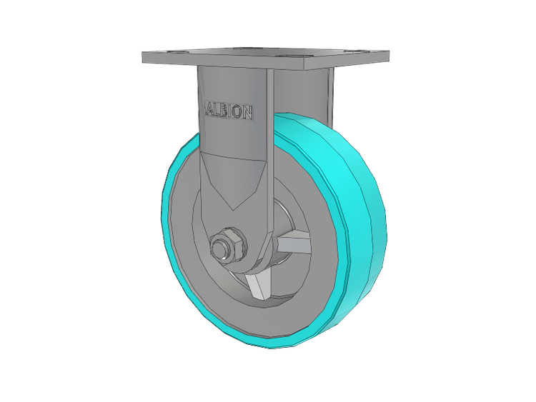 120 Series Top Plate Rigid Caster with 6 x 2 Grey Tread on Grey Polypropylene Core XA - Polyurethane (Polypropylene Core) - Prevenz Antimicrobial Wheel