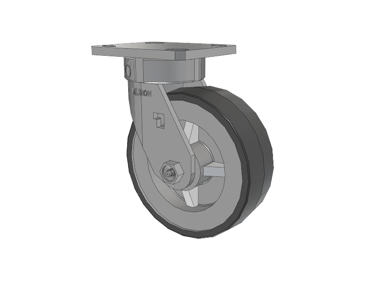 120 Series Top Plate Swivel Caster with 6 x 2 Grey Tread on Grey Polypropylene Core XA - Polyurethane (Polypropylene Core) Wheel