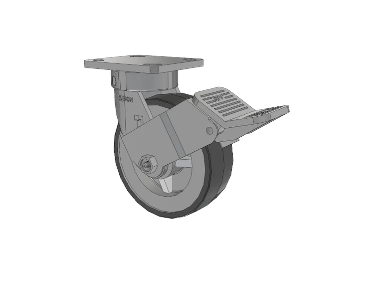 120 Series Top Plate Swivel Caster with 6 x 2 Grey Tread on Grey Polypropylene Core XA - Polyurethane (Polypropylene Core) Wheel and Stainless Steel Face Brake