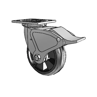 4 Series 2 Inch Wide Top Plate Swivel Caster Caster with 6 x 2 Trans-forma LT (Round) Wheel and Total Lock Brake