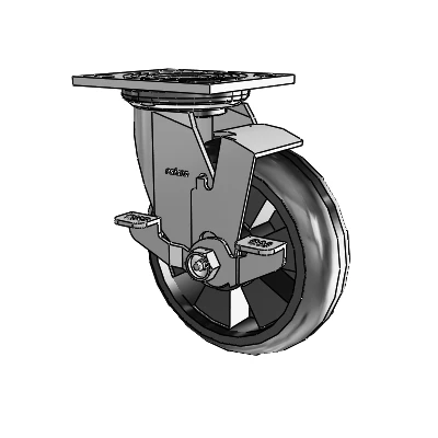 4 Series 2 Inch Wide Top Plate Swivel Caster Caster with 6 x 2 Trans-forma LT (Round) Wheel and Top Lock Brake
