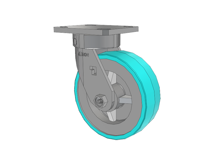 120 Series Top Plate Swivel Caster with 6 x 2 Grey Tread on Grey Polypropylene Core XA - Polyurethane (Polypropylene Core) - Prevenz Antimicrobial Wheel