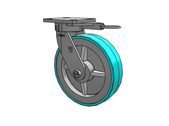 120 Series Top Plate Swivel Caster with 8 x 2 Grey Tread on Grey Polypropylene Core XA - Polyurethane (Polypropylene Core) - Prevenz Antimicrobial Wheel