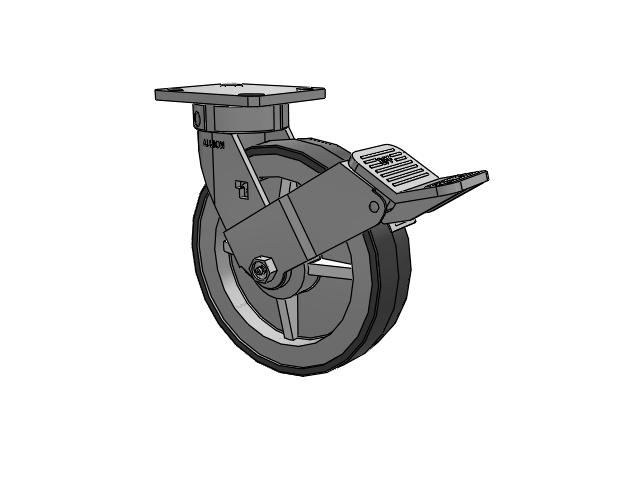 120 Series Top Plate Swivel Caster with 8 x 2 Grey Tread on Grey Polypropylene Core XA - Polyurethane (Polypropylene Core) Wheel and Stainless Steel Face Brake