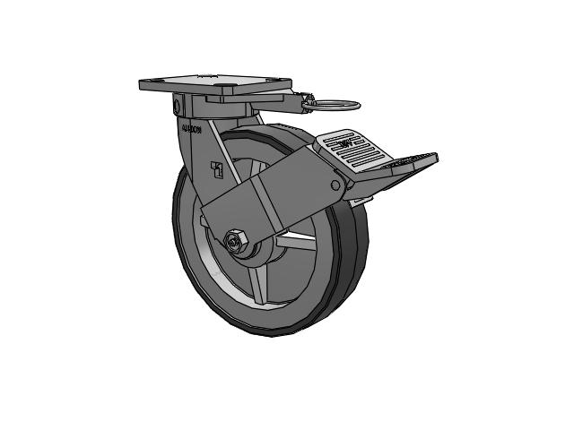 120 Series Top Plate Swivel Caster with 8 x 2 Grey Tread on Grey Polypropylene Core XA - Polyurethane (Polypropylene Core) Wheel and Stainless Steel Face Brake